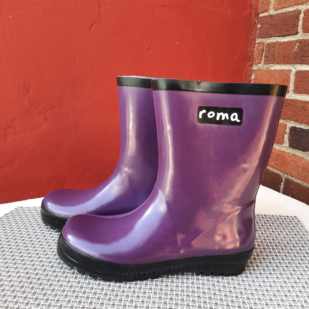 Roma Purple and Black Rain Boots Rubber Galoshes Spring Summer Youth 3